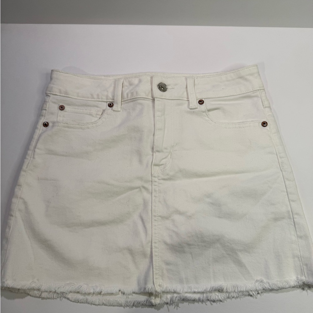 American Eagle Outfitters White Frayed Mini Skirt